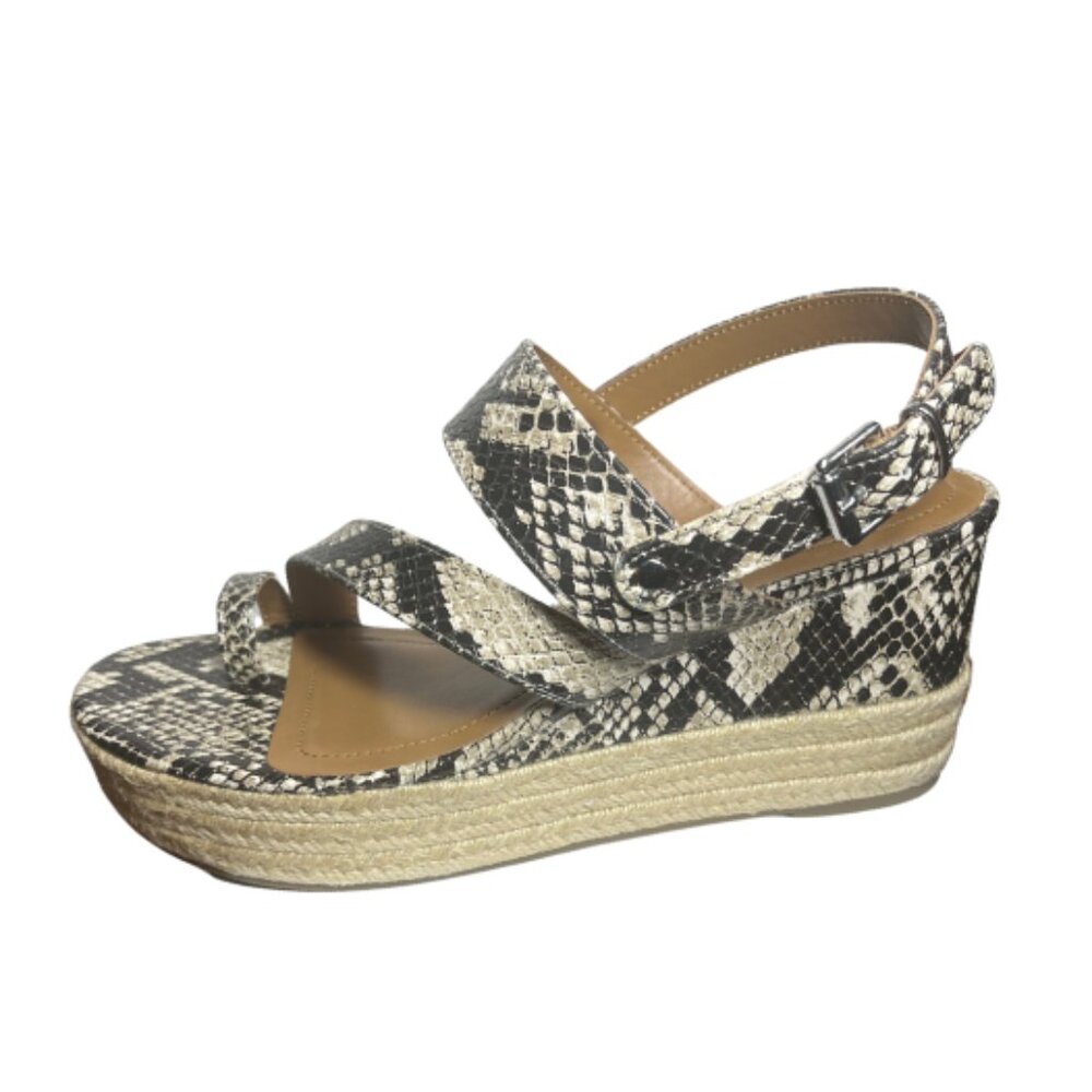 STYLE & CO Women's Wedge Sandals, Bettyy Ivory Snake Print, Espadrille, Sz:8M